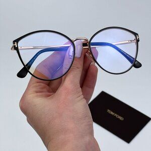 Tom Ford Women  BRAND NEW Eyeglasses Black Gold Blue Light Block FT5573 005